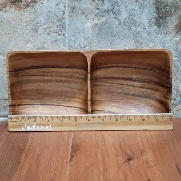 Divided Bowl Wood Handcrafted in Philippines for Beekman Home - Picture 7 of 13